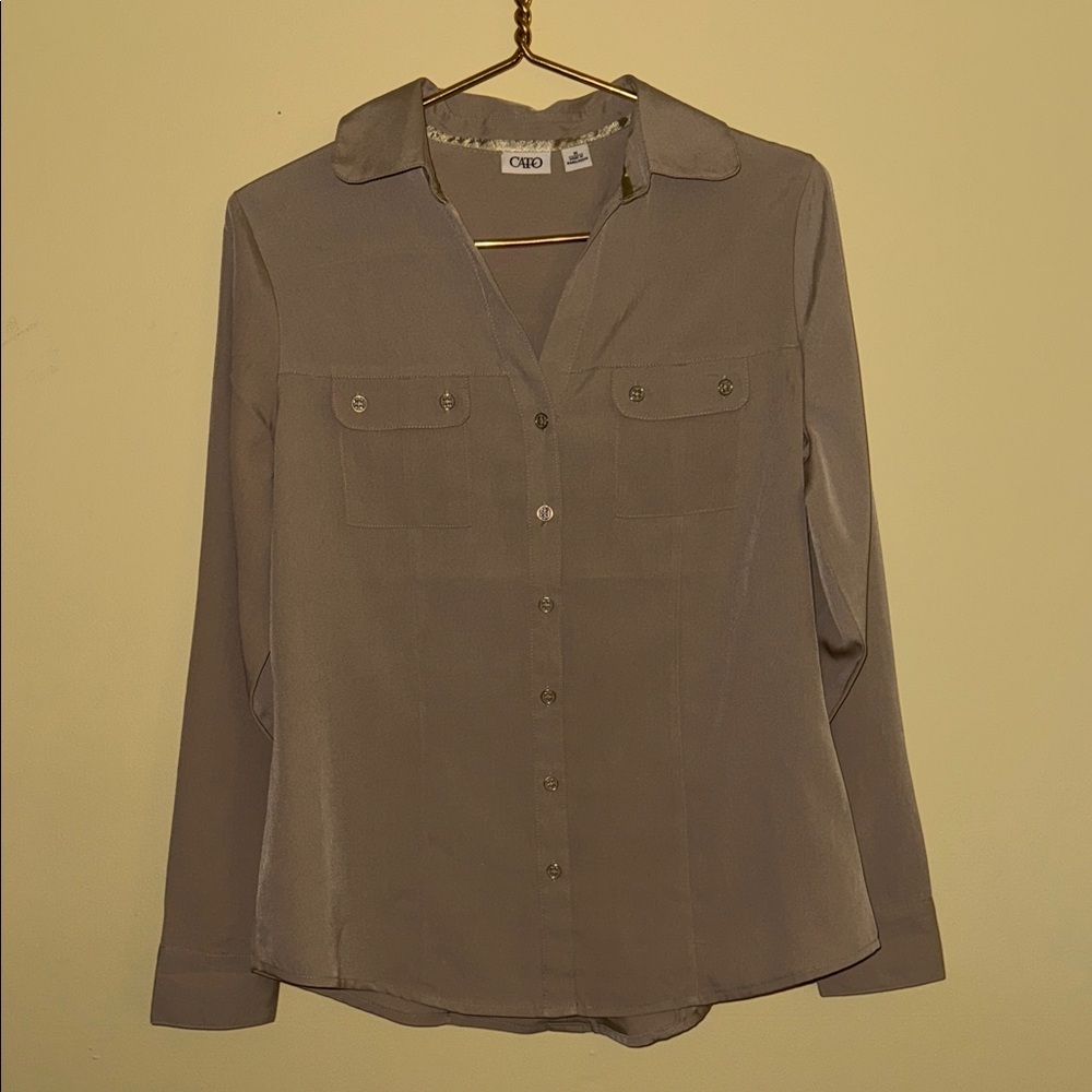 Cato Women's Taupe Button-Up Shirt